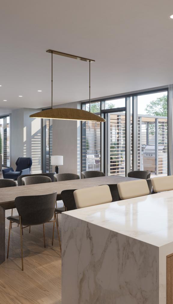 A beautiful and modern Public Clubroom located within The Quinn residences
