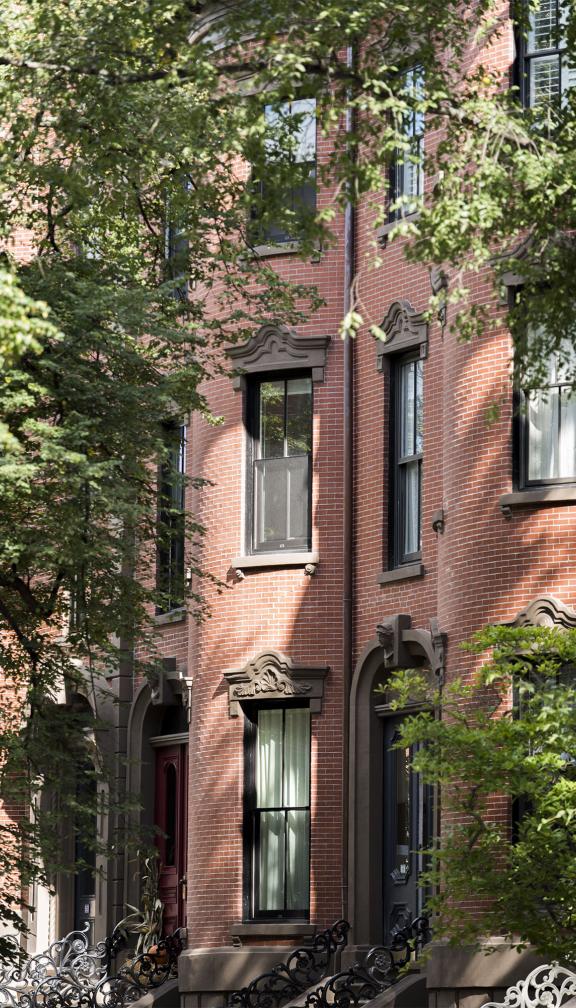 Exterior of red brick building in Boston